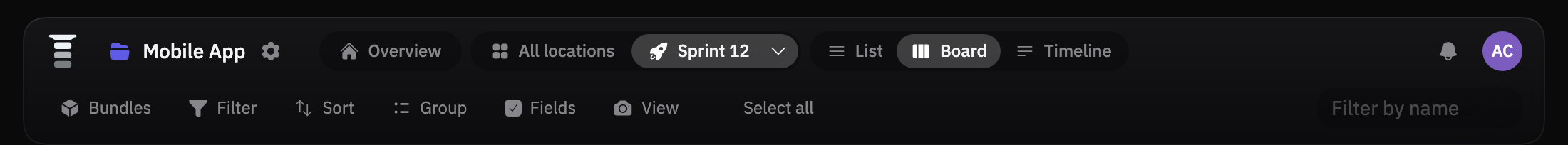 Project navigation and the location menu